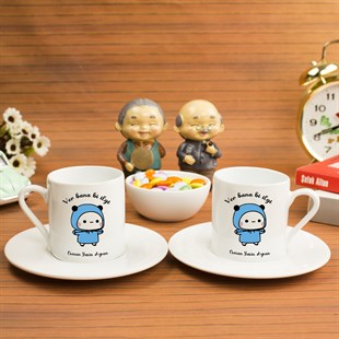İsme Özel Cute Bear Temalı Türk Kahvesi Fincanı Seti