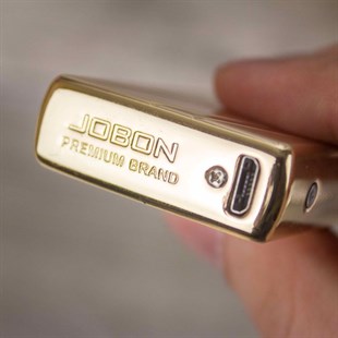İsme Özel Jobon Metal Desenli Tesla Çakmak Usb Şarjlı Gold M1
