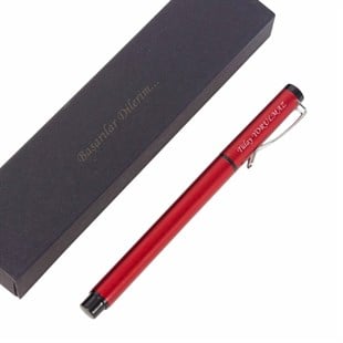 İsme Özel Kapaklı Metal Roller İmza Kalemi Kırmızı