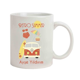 İsme Özel Retro Summer Vosvos Temalı Kupa Bardak