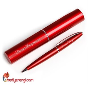 Kişiye Özel Metal Kutulu Tükenmez Kalem Kırmızı