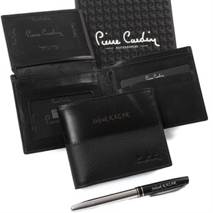 Pierre Cardin İsme Özel Deri Erkek Cüzdanı Siyah P22065S Model2