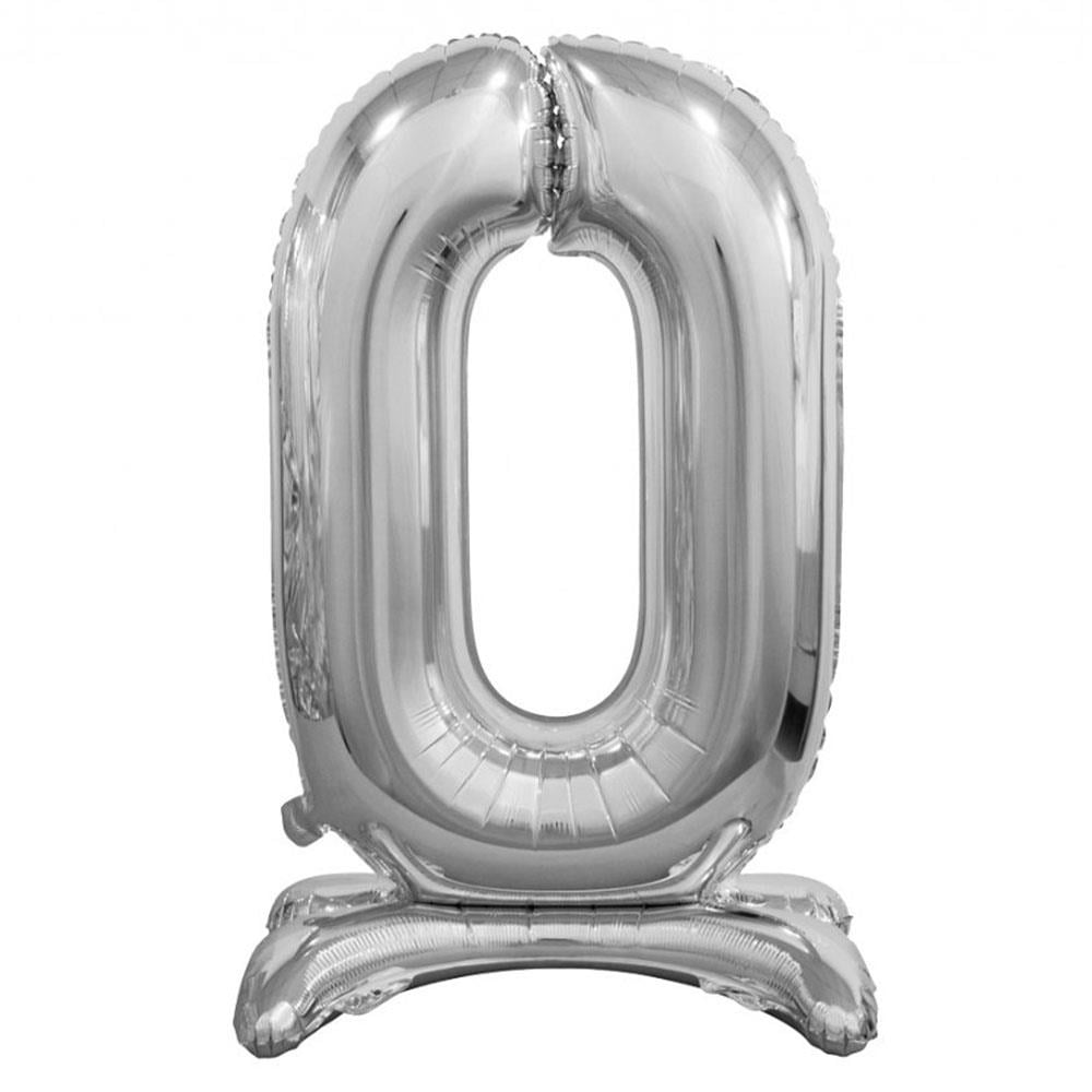0 Rakam Ayakta Durabilen Gümüş Folyo Balon 80 cm