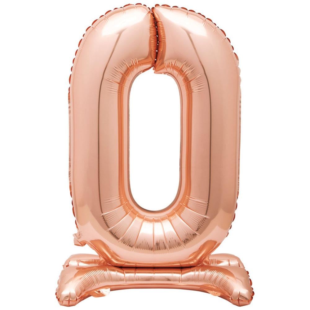 0 Rakam Ayakta Durabilen Rose Gold Folyo Balon 80 cm