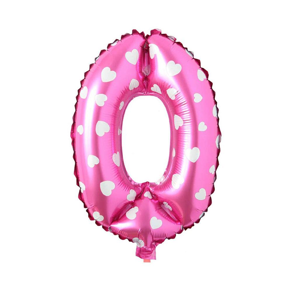 0 Rakam Pembe Kalp Folyo Balon 70 cm
