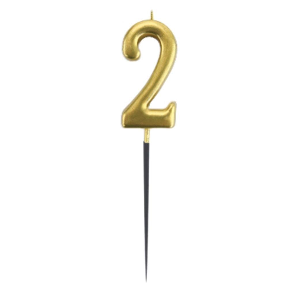 2 Rakam Altın Çubuk Mum 14 cm