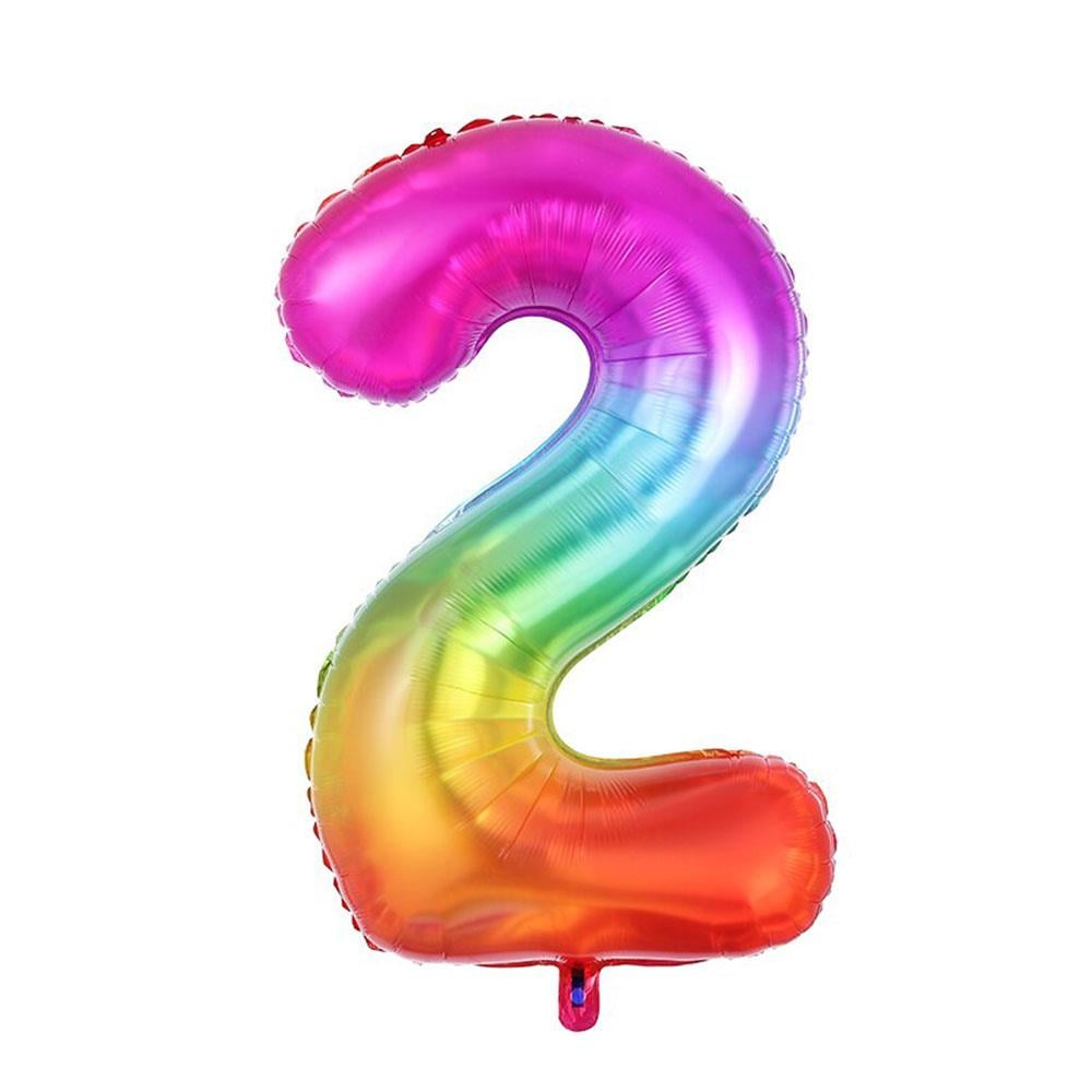 2 Rakam Gökkuşağı Folyo Balon 70 cm