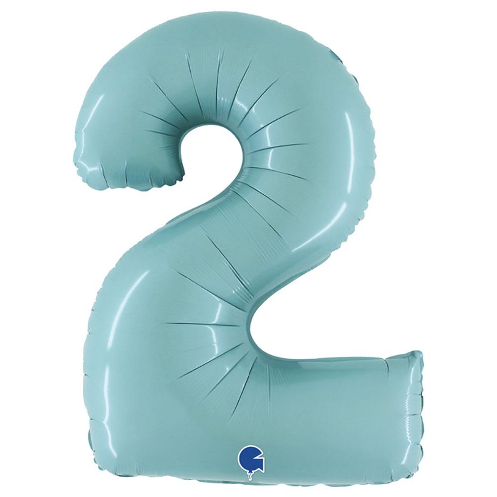 2 Rakam Grabo Pastel Turkuaz Folyo Balon 102 cm