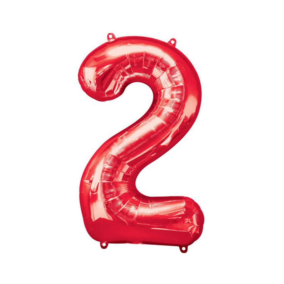 2 Rakam Kırmızı Folyo Balon 40 cm