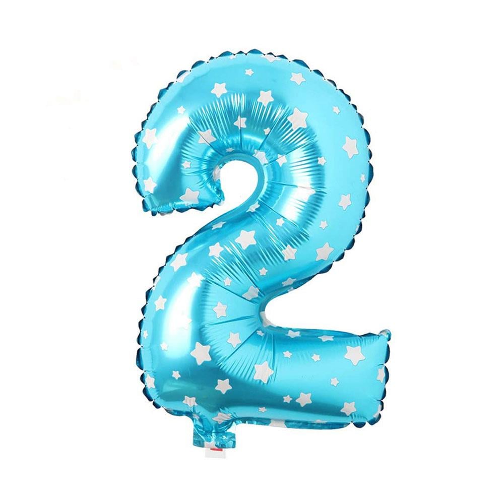 2 Rakam Mavi Yıldız Folyo Balon 70 cm