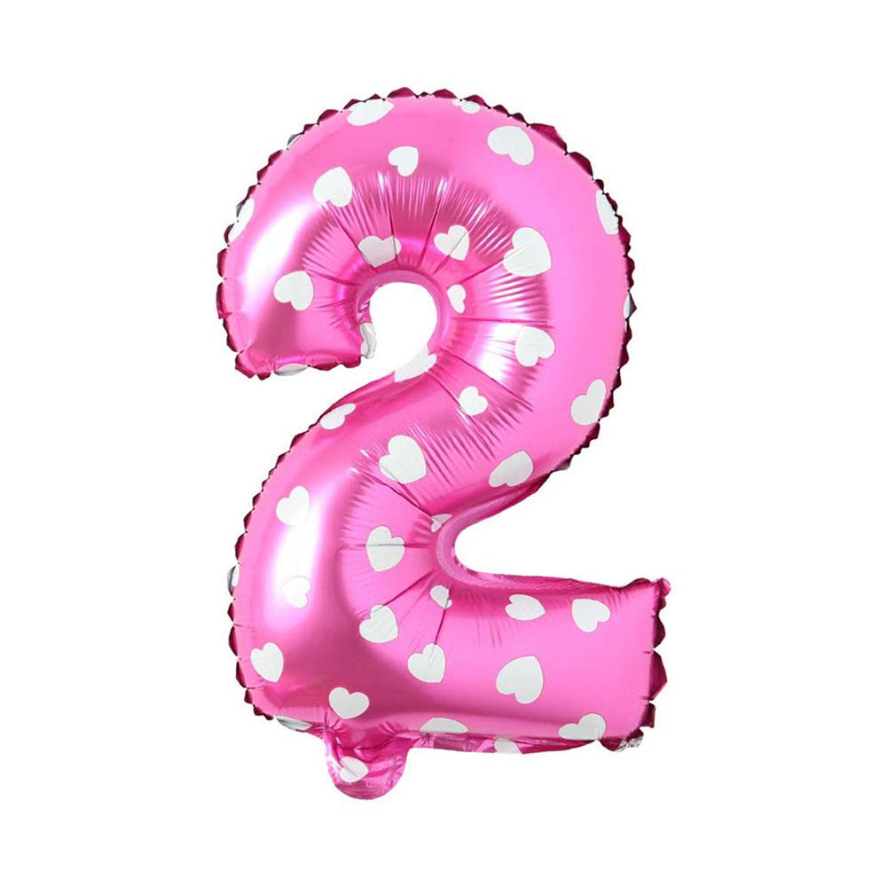 2 Rakam Pembe Kalp Folyo Balon 70 cm