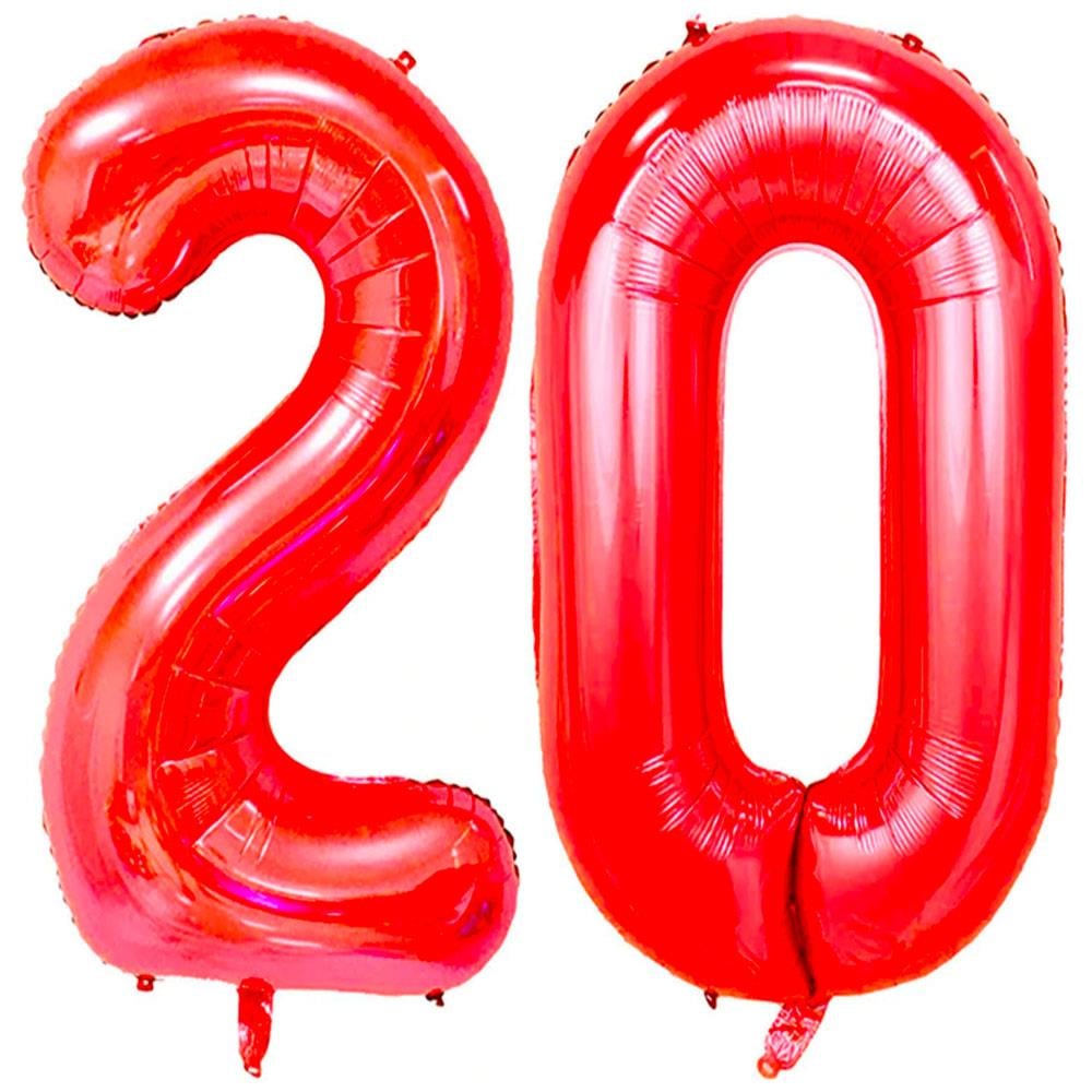 20.Yaş Folyo Balon Seti Kırmızı 100 cm