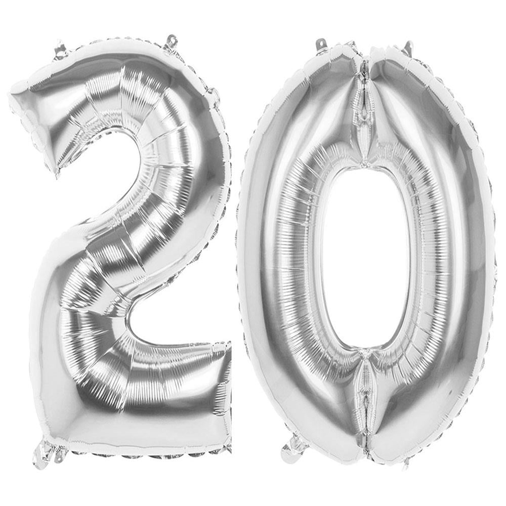 20.Yaş Folyo Balon Seti Gümüş 100 cm