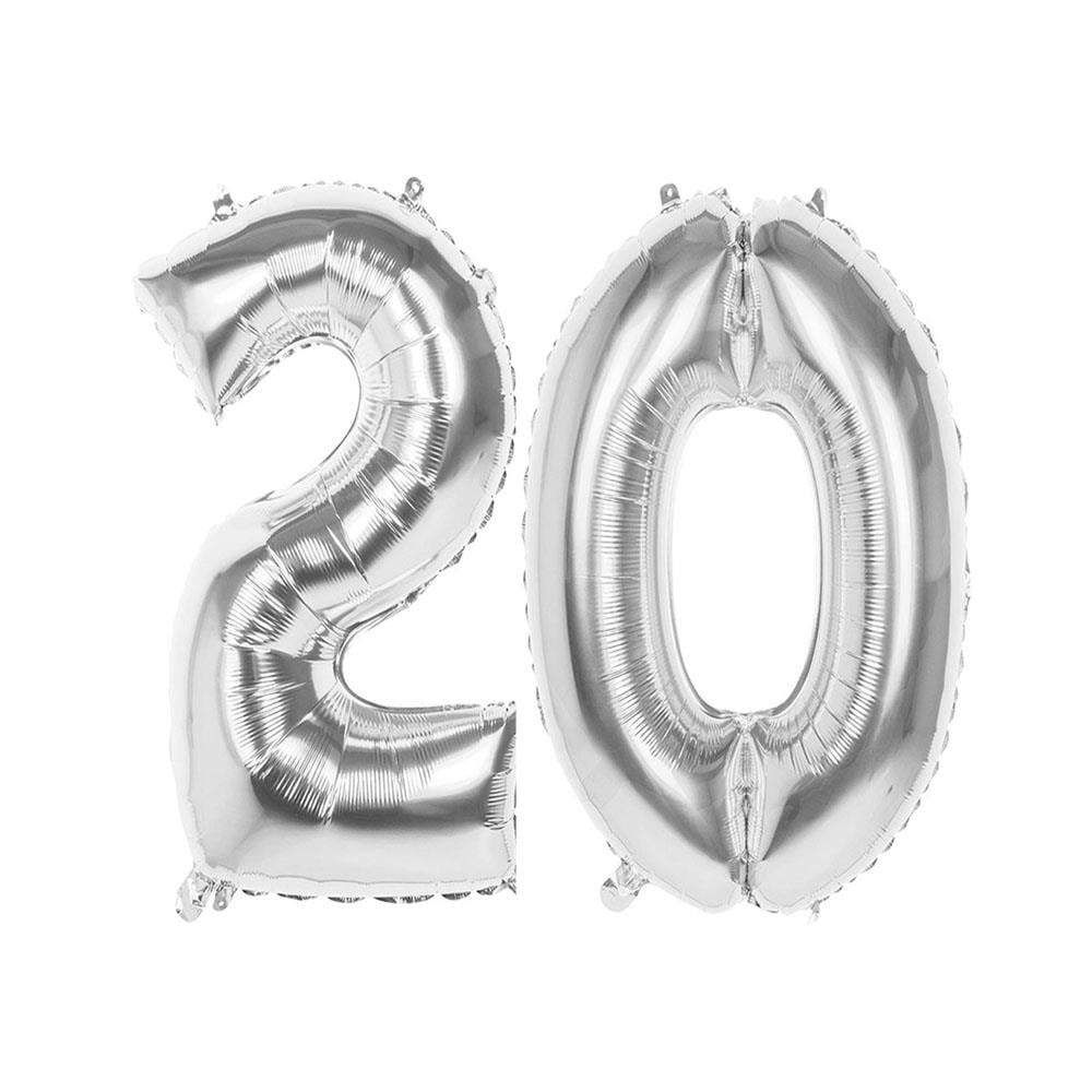 20.Yaş Folyo Balon Seti Gümüş 70 cm