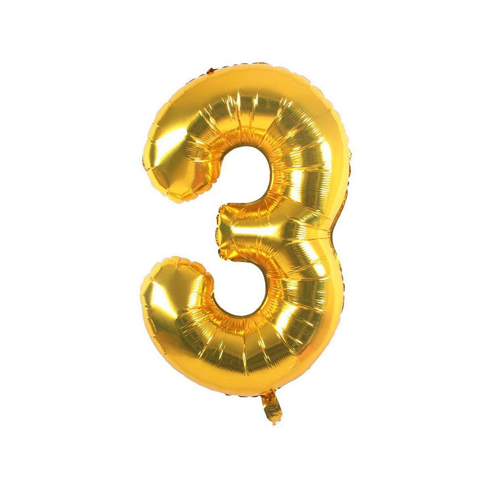 3 Rakam Altın Folyo Balon 70 cm