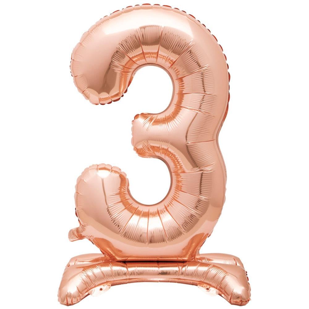 3 Rakam Ayakta Durabilen Rose Gold Folyo Balon 80 cm