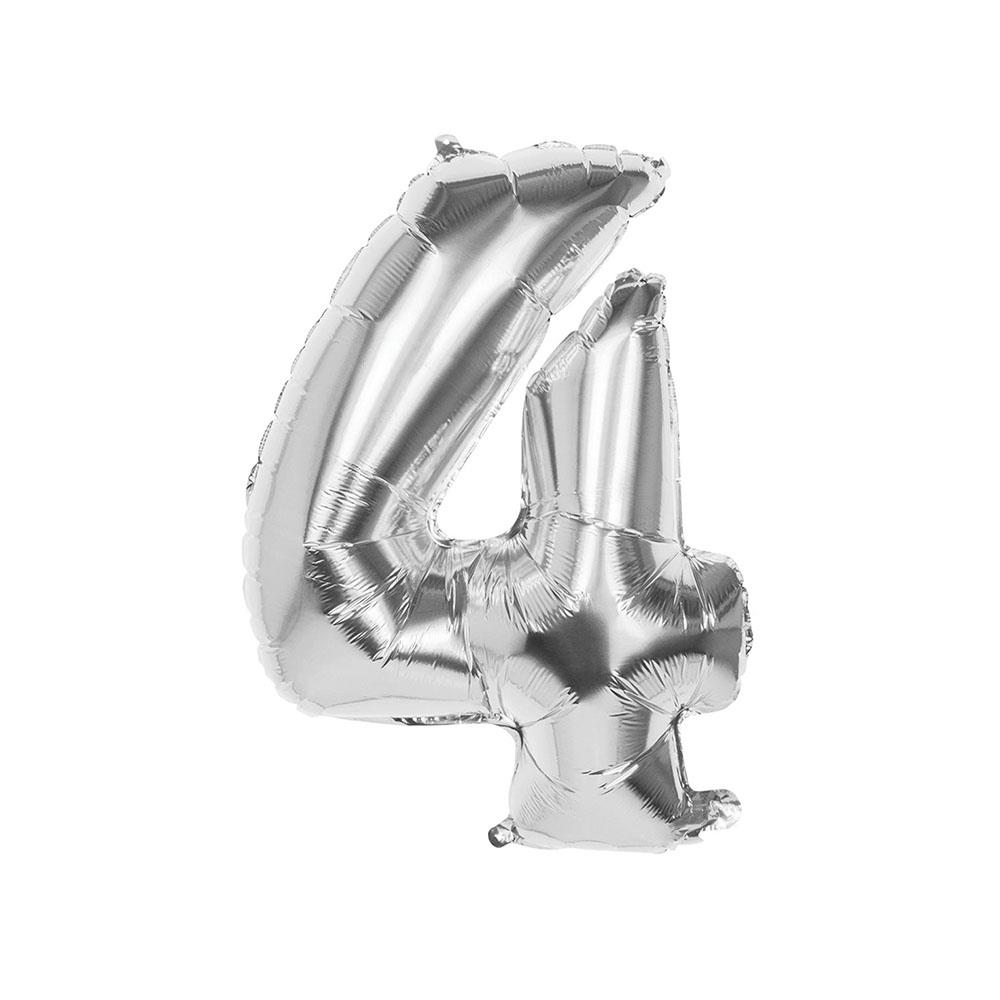 4 Rakam Gümüş Folyo Balon 40 cm