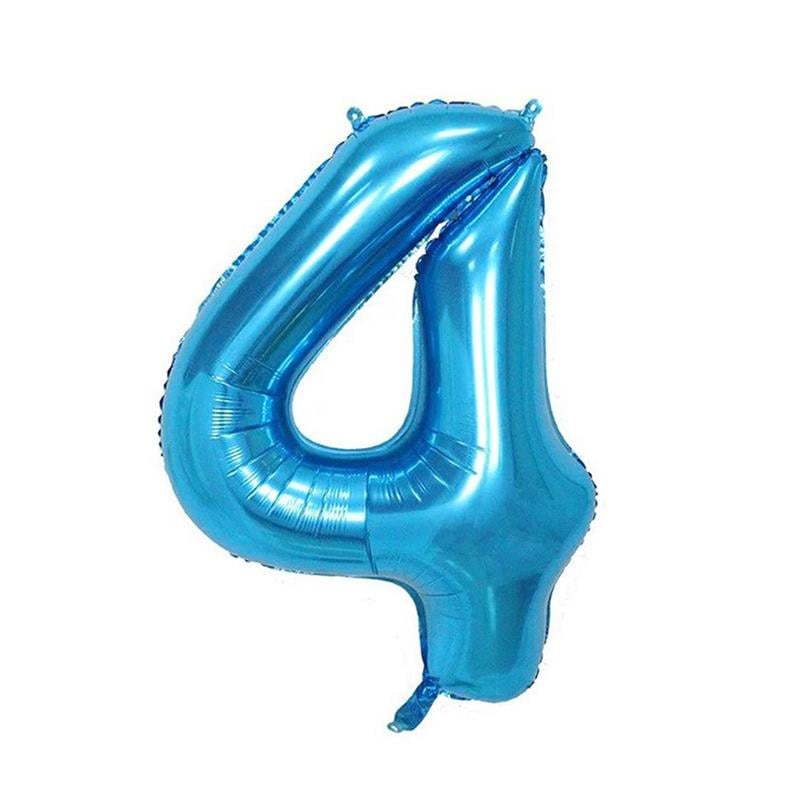 4 Rakam Mavi Folyo Balon 100 cm