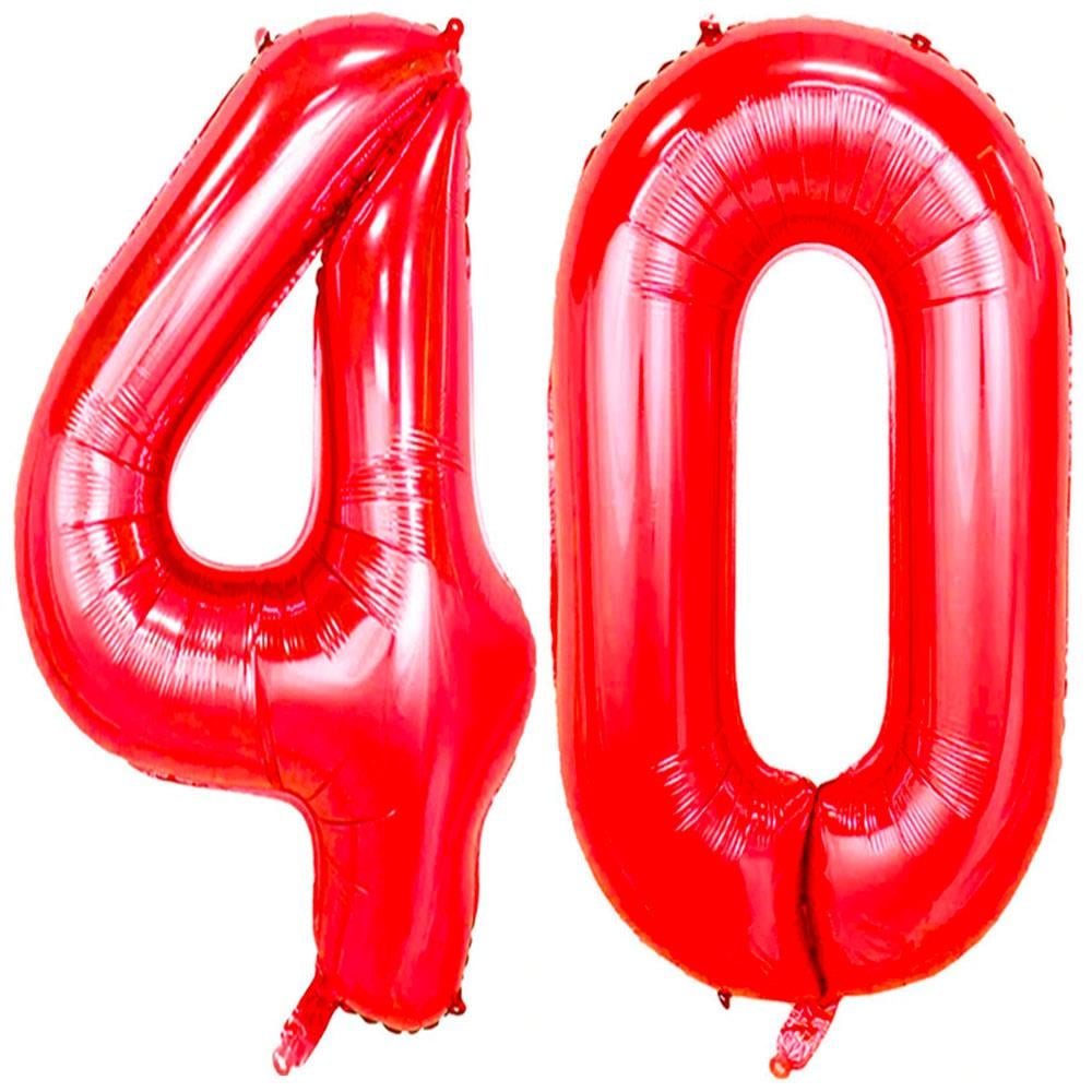40.Yaş Folyo Balon Seti Kırmızı 100 cm