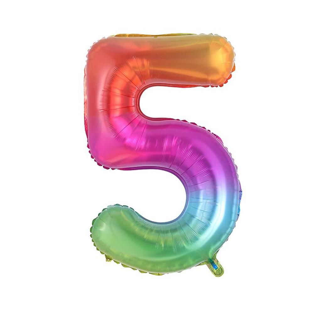 5 Rakam Gökkuşağı Folyo Balon 70 cm