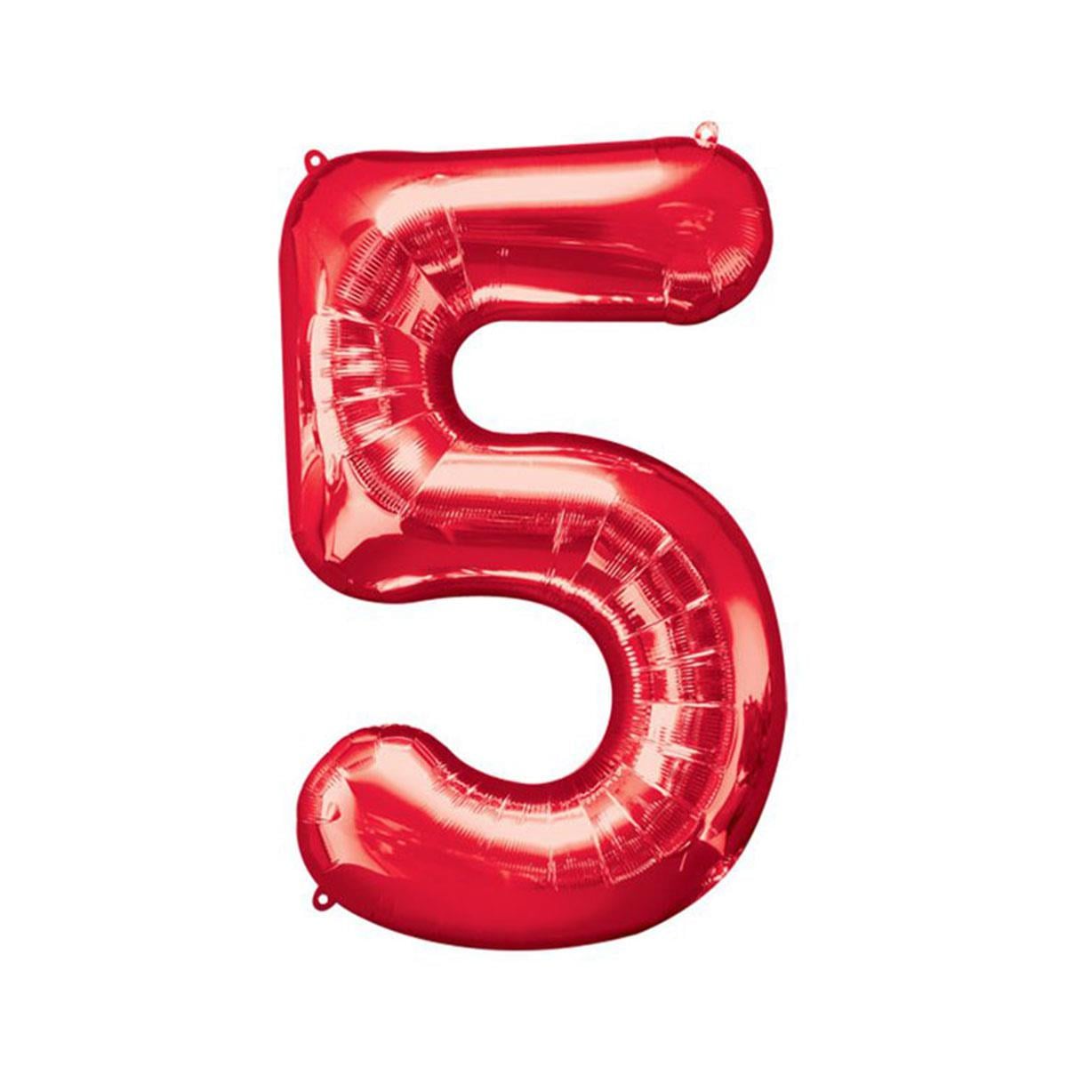 5 Rakam Kırmızı Folyo Balon 40 cm