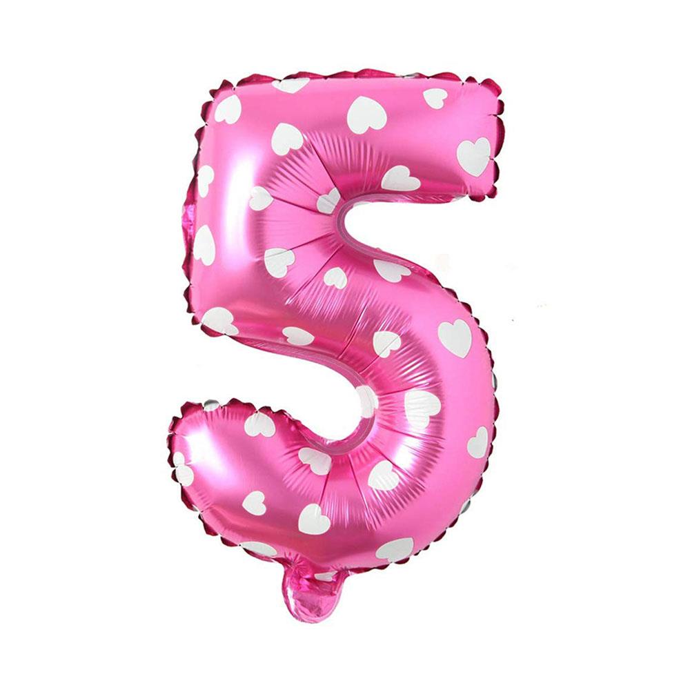 5 Rakam Pembe Kalp Folyo Balon 70 cm
