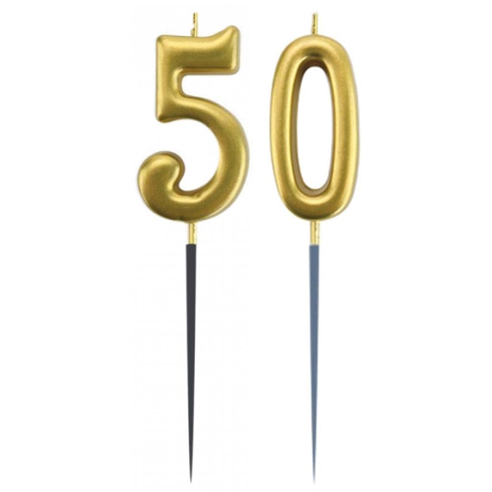 50.Yaş Rakam Altın Çubuk Mum 14 cm