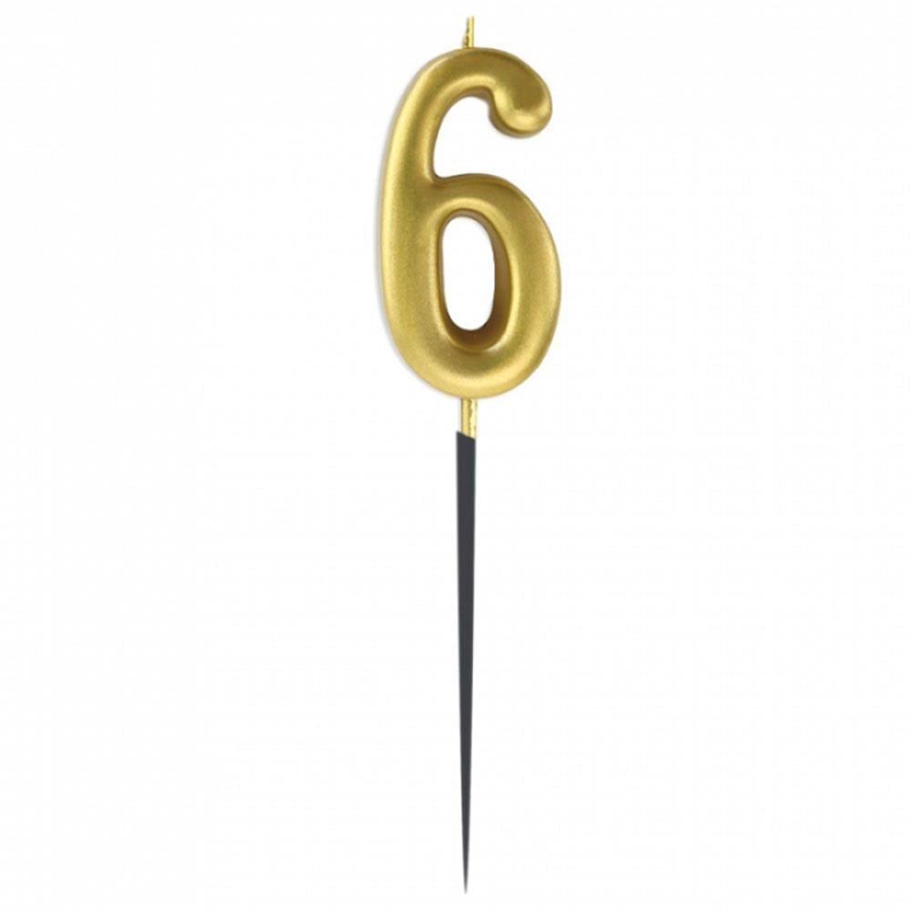 6 Rakam Altın Çubuk Mum 14 cm