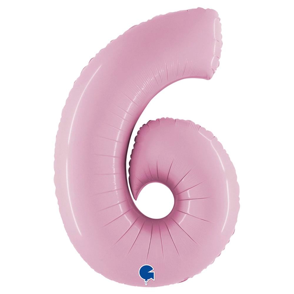 6 Rakam Grabo Pastel Pembe Folyo Balon 102 cm