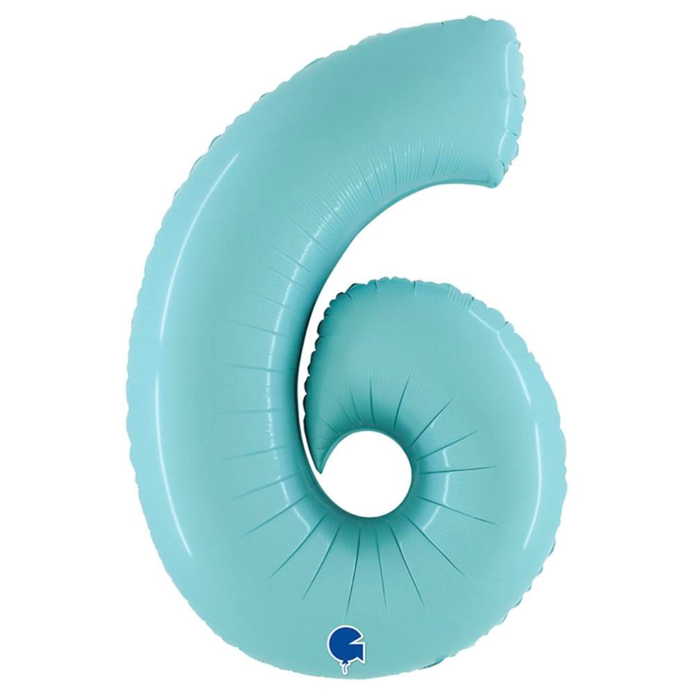 6 Rakam Grabo Pastel Turkuaz Folyo Balon 102 cm