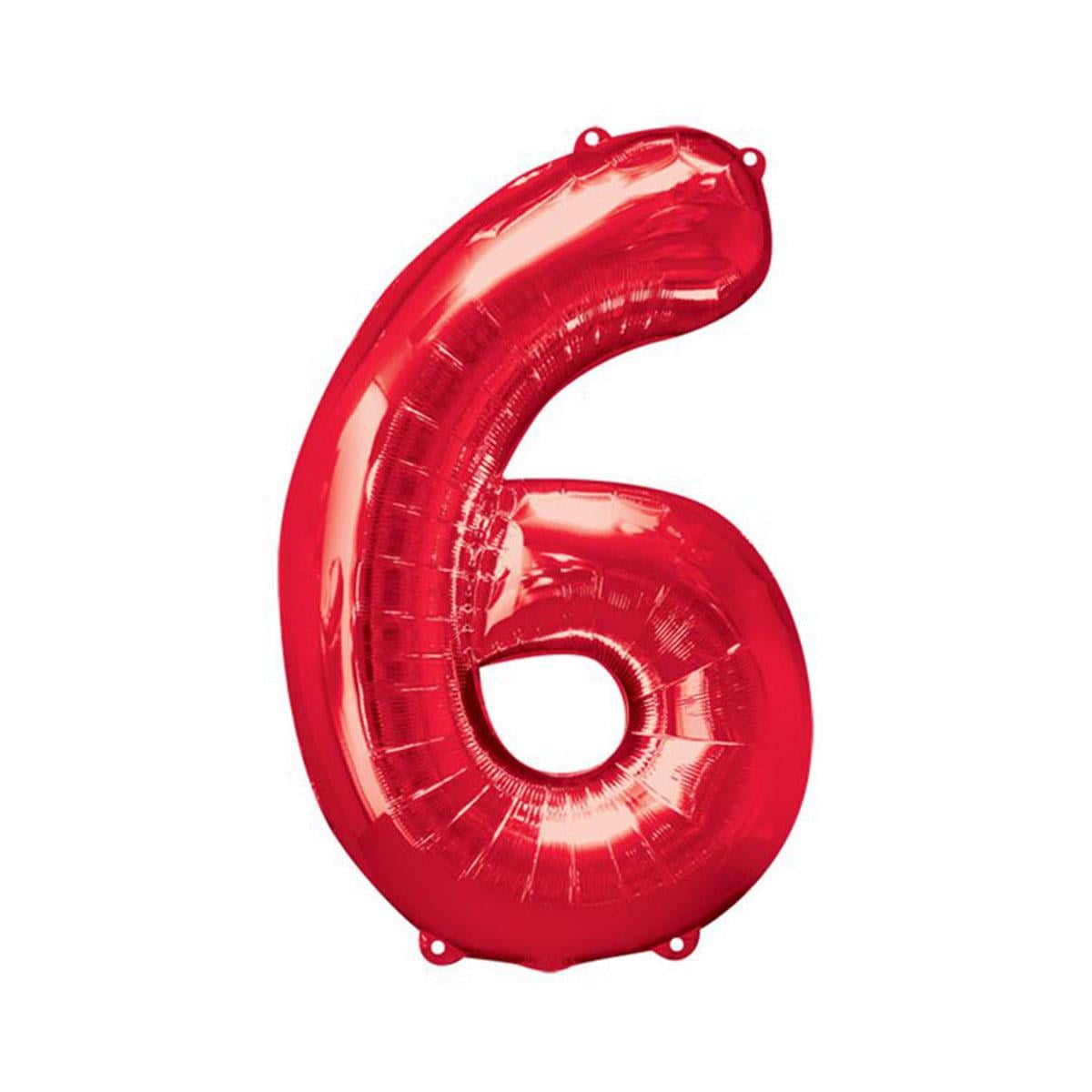 6 Rakam Kırmızı Folyo Balon 40 cm