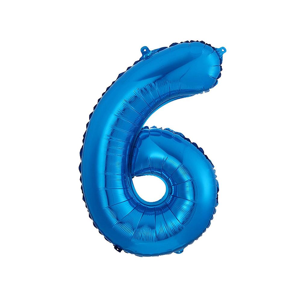 6 Rakam Mavi Folyo Balon 70 cm