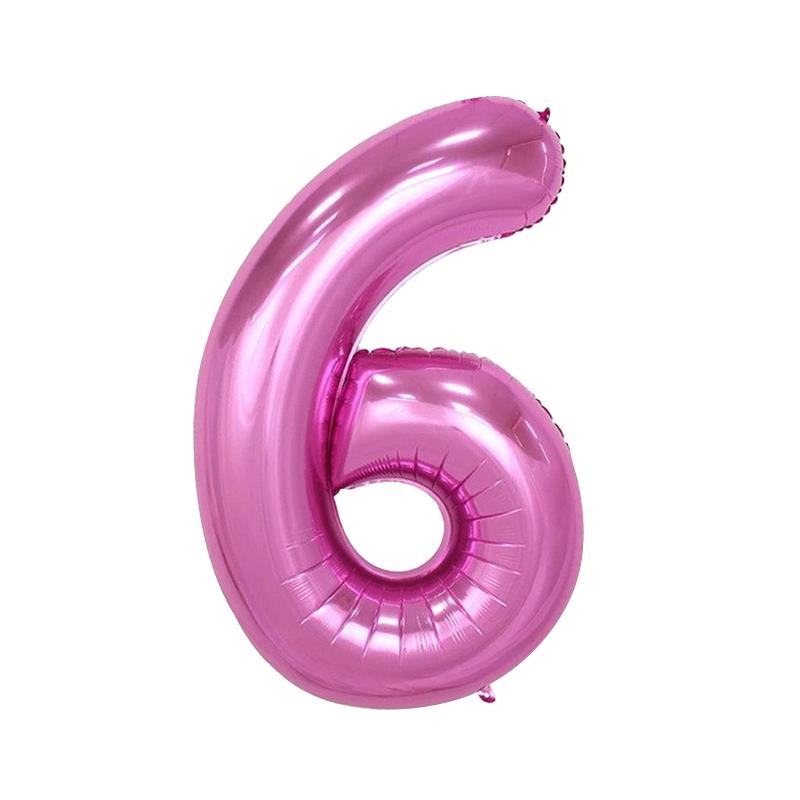 6 Rakam Pembe Folyo Balon 100 cm