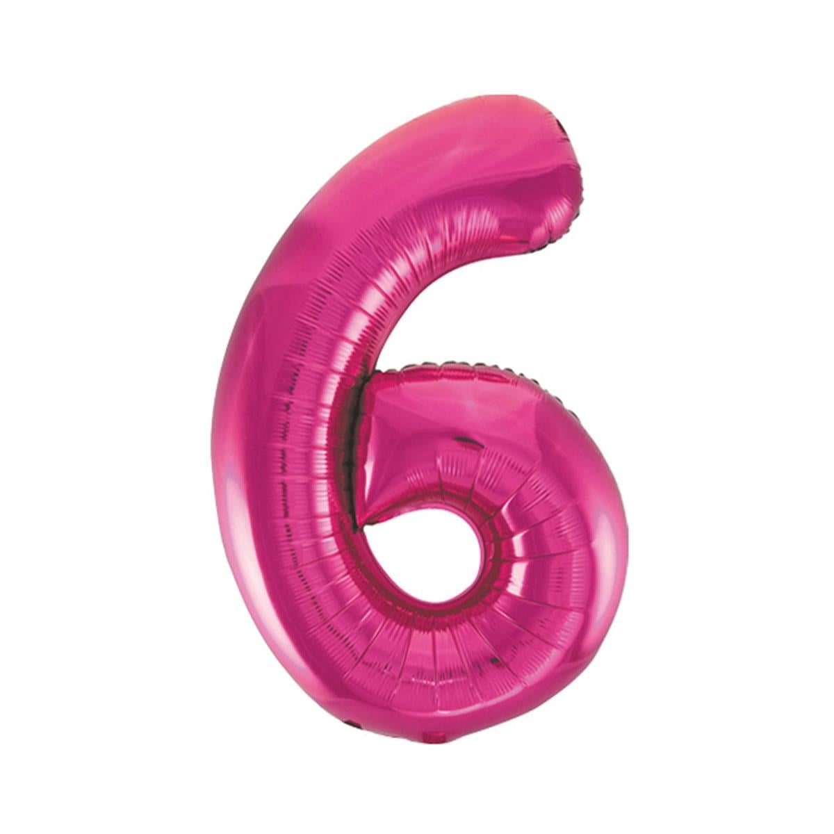6 Rakam Pembe Folyo Balon 40 cm