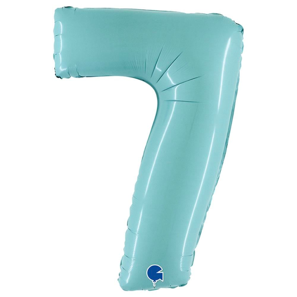 7 Rakam Grabo Pastel Turkuaz Folyo Balon 102 cm