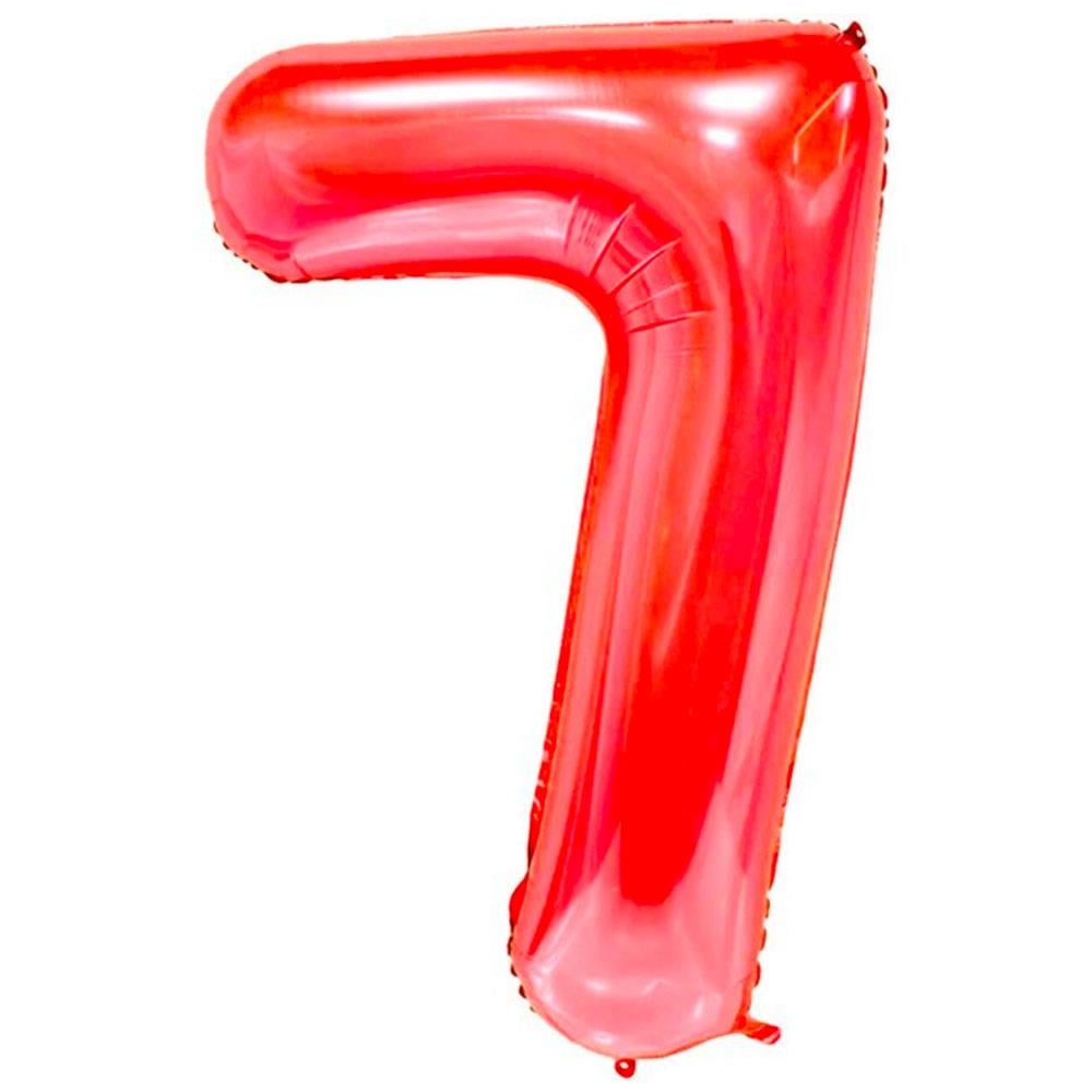 7 Rakam Kırmızı Folyo Balon 100 cm