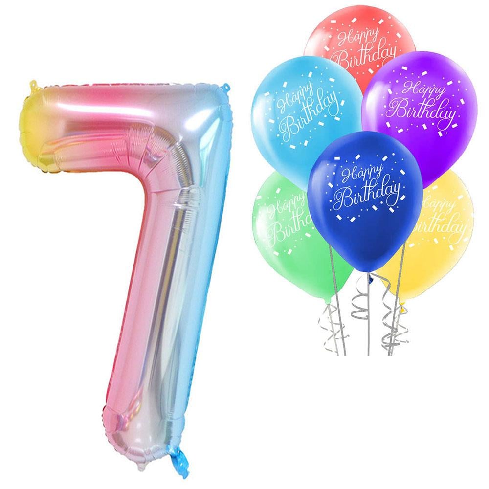 7 Rakam Rengarenk Happy Birthday Balonlu Set