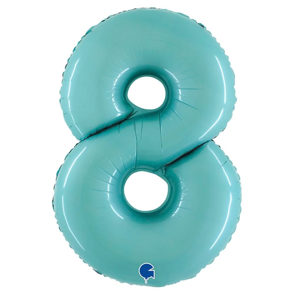 8 Rakam Grabo Pastel Turkuaz Folyo Balon 102 cm