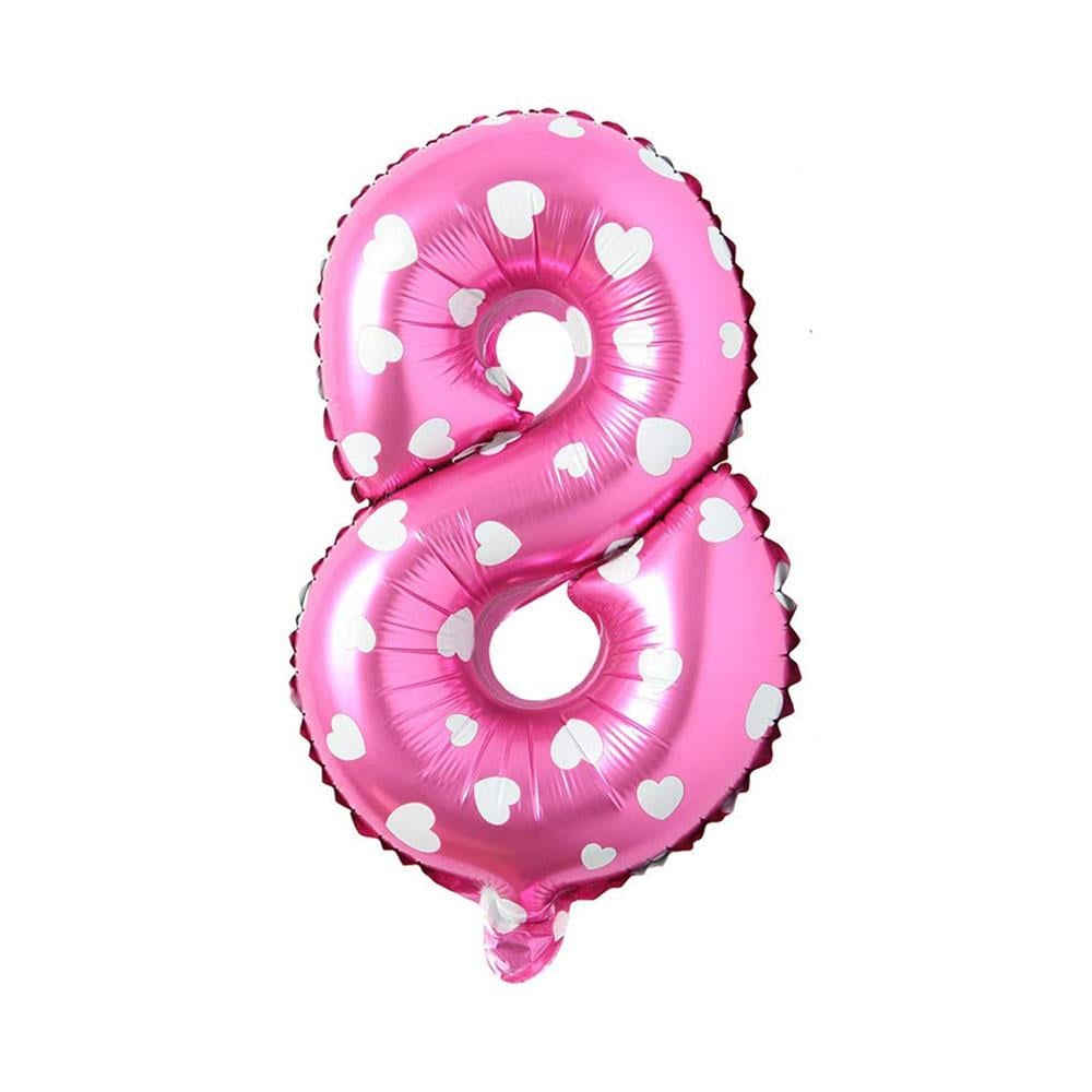 8 Rakam Pembe Kalp Folyo Balon 70 cm