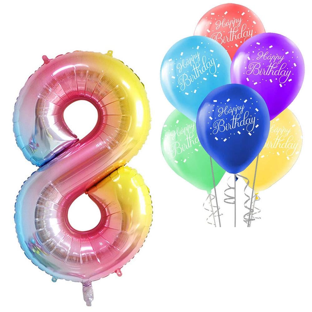 8 Rakam Rengarenk Happy Birthday Balonlu Set