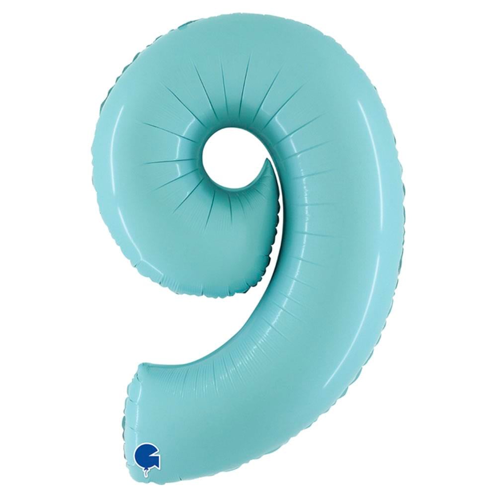 9 Rakam Grabo Pastel Turkuaz Folyo Balon 102 cm