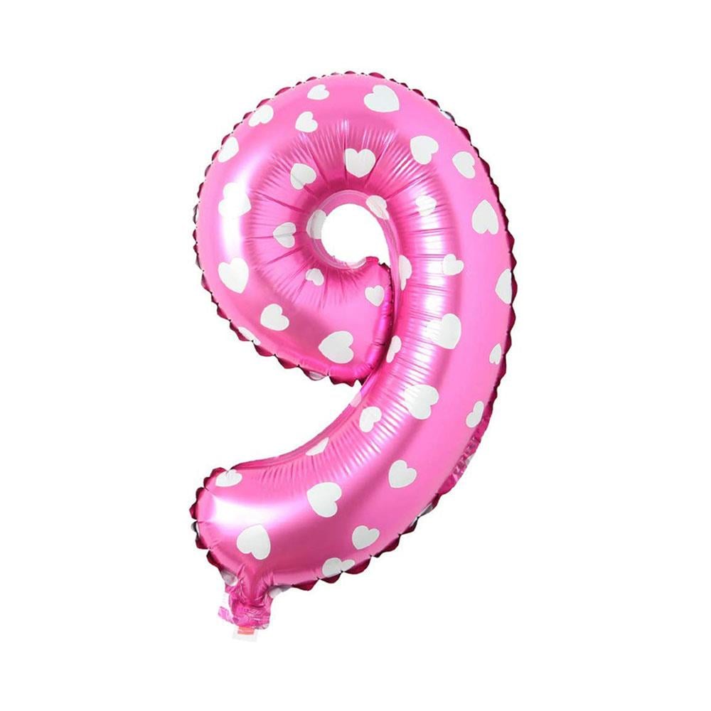 9 Rakam Pembe Kalp Folyo Balon 70 cm