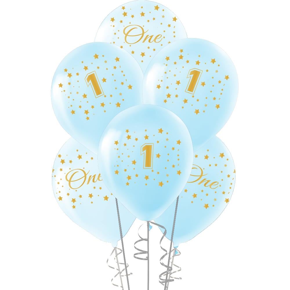 Altın First Year Baskılı Mavi Lateks Balon 10'lu