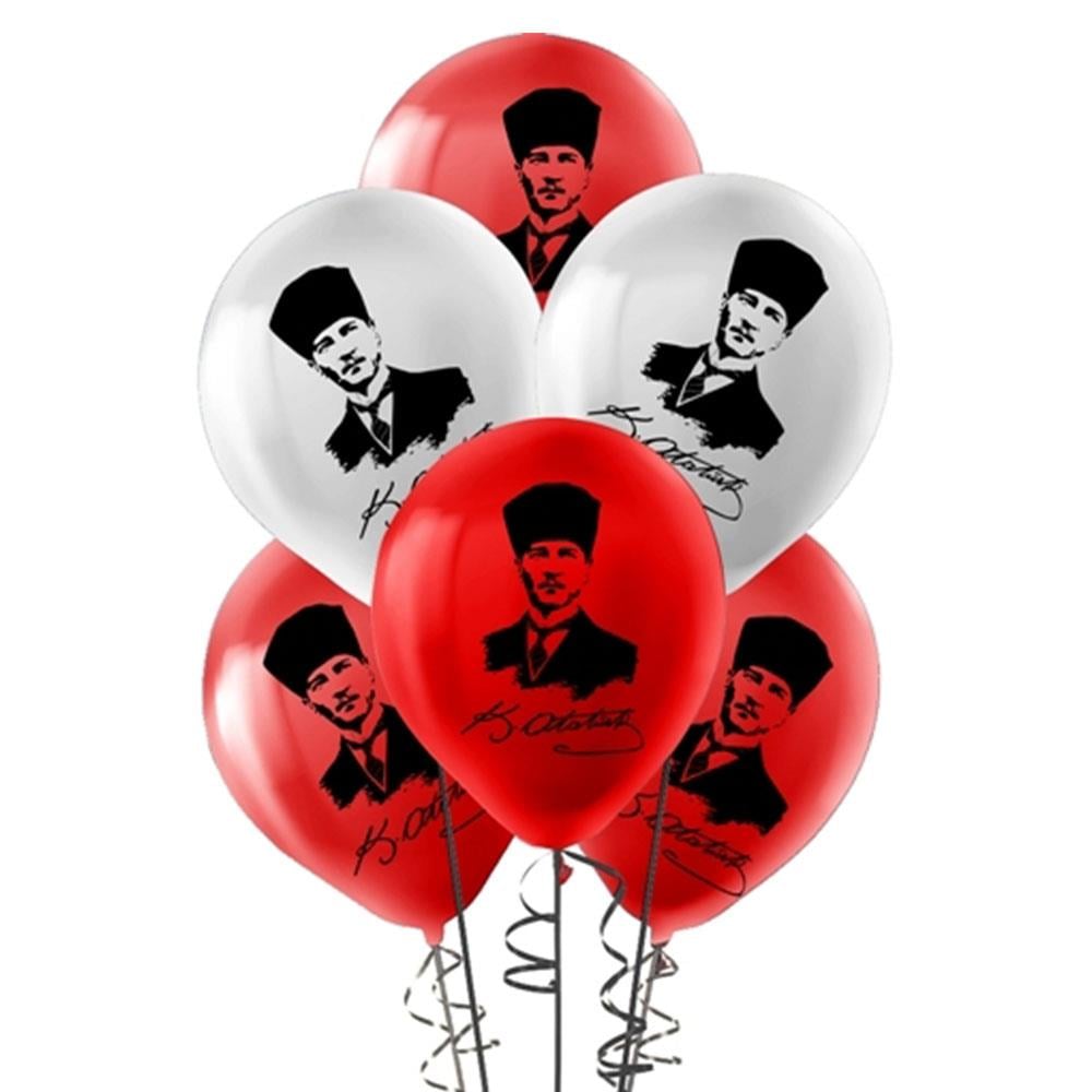 Atatürk Baskılı Lateks Balon 10'lu
