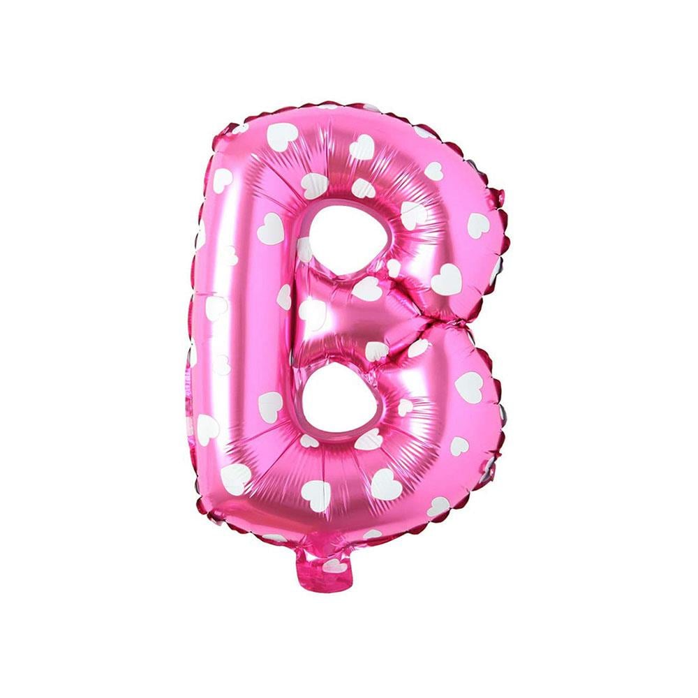 B Harf Pembe Kalp Folyo Balon 40 cm