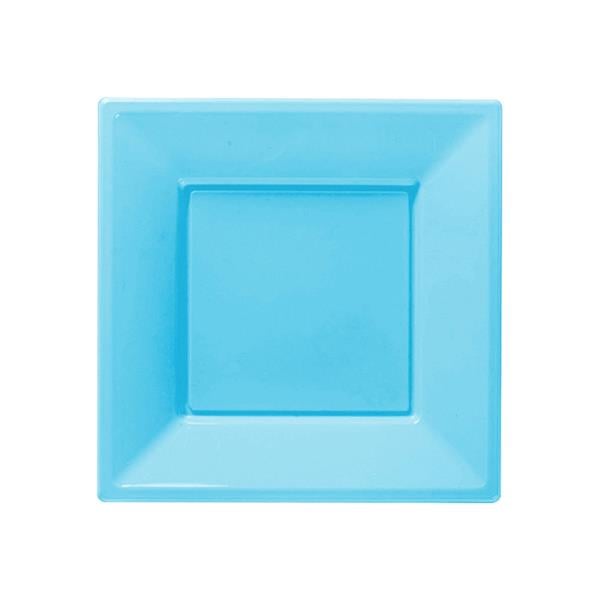 Bebek Mavisi Plastik Kare Tabak 17 cm 8'li