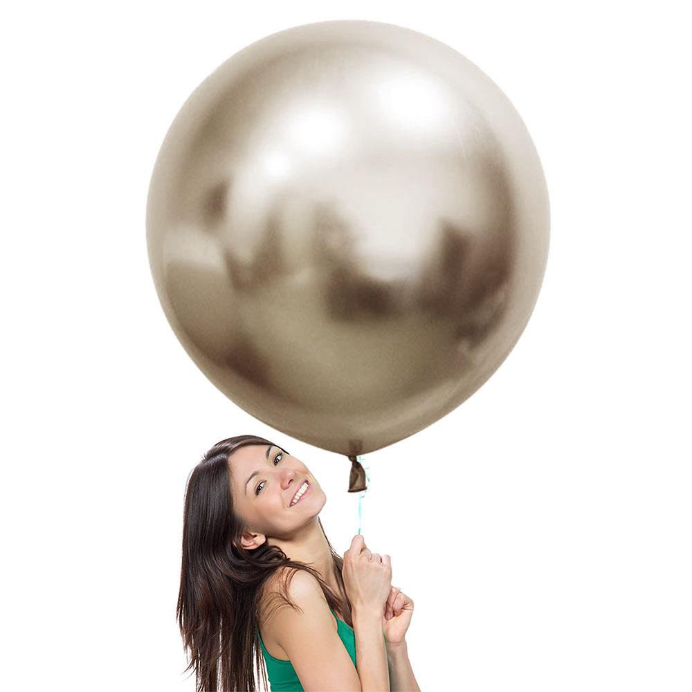 Beyaz Altın Jumbo Krom Lateks Balon 60 cm