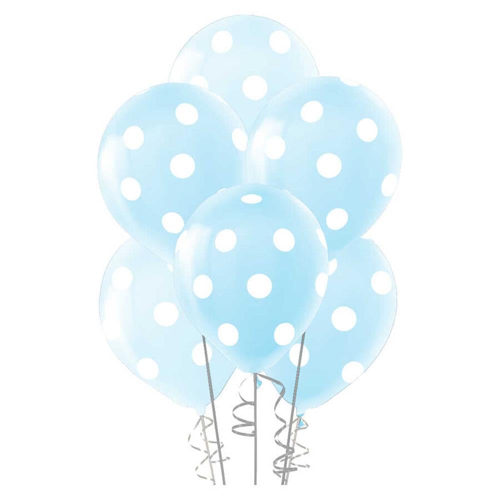 Beyaz Puantiyeli Mavi Lateks Balon 10'lu