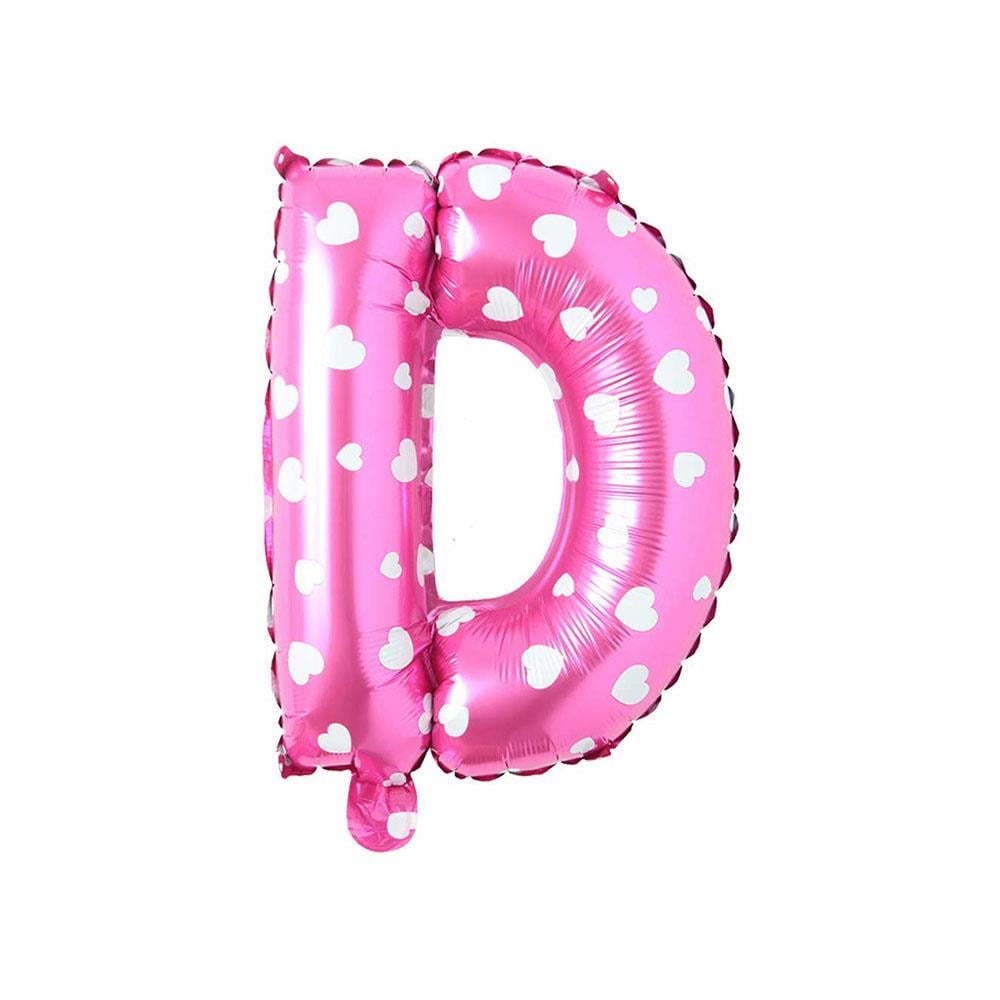 D Harf Pembe Kalp Folyo Balon 40 cm