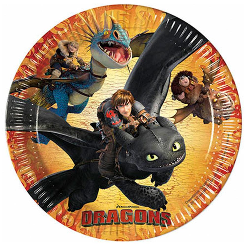 Dragons Karton Tabak 23 cm 8'li